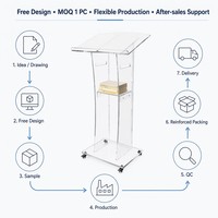 Meubles sur mesure pour usine - Pupitre en acrylique LED sur pied en verre pour présentations de prix, conférences, hôtels et usage domestique