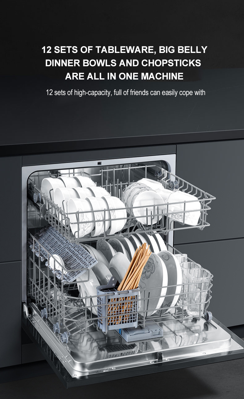 12 Sets Of Built-in Dishwashers Large Capacity Stainless Steel Intelligent Automatic Disinfection Drying Drawer Dish Washer OEM