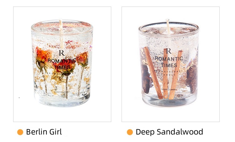 Wedding Romantic Real Flower Glass Jar Candles Soy Wax Scent Jelly 7OZ 8OZ 6