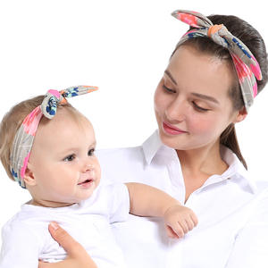 2 unids/set diademas madre bebé <span class=keywords><strong>turbante</strong></span> mamá <span class=keywords><strong>y</strong></span> yo diadema a juego mamá hija Orejas de conejo estampado Floral accesorios para el cabello - Product Image 2