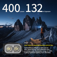 Lampe frontale rechargeable USB-C légère, multi-températures de couleur, trois sources LED, 400 lumens, faisceau réglable, étanche IP66