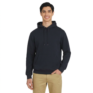 Men's Cotton Fleece Oversized Pullover Hoodie Heavyweight Drop Shoulder <b>Sweatshirt</b> with Embroidered Design - Product Image 1