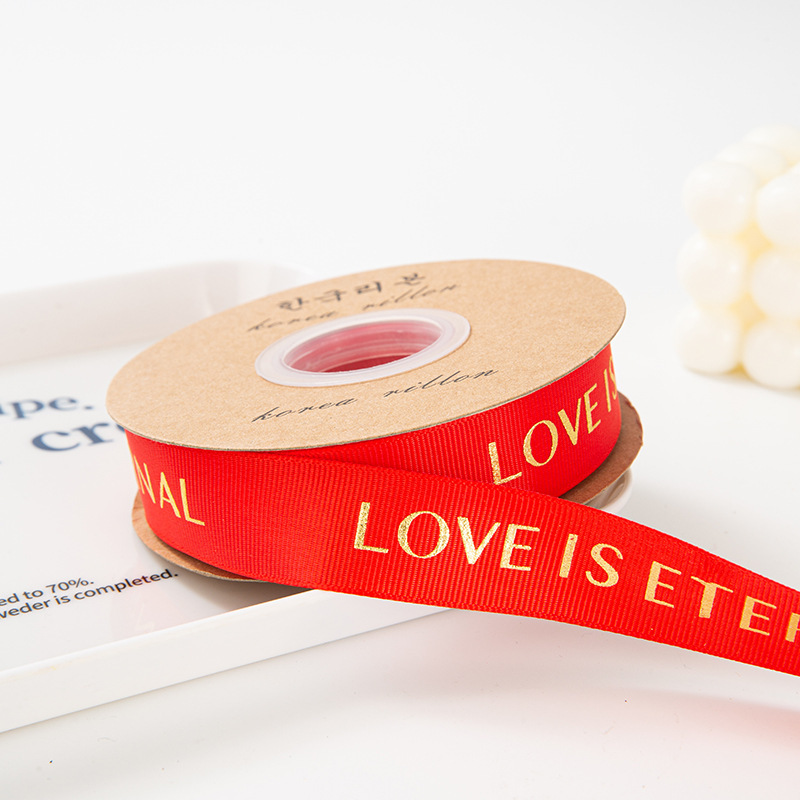 2.5cm40 size red hot gold ribbon