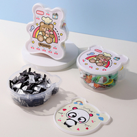 Boîte de conservation alimentaire en plastique transparente pour micro-ondes, avec impression personnalisée en forme d'ours, hermétique, avec couvercles
