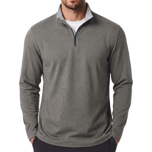 Custom Golf Clothing Outdoor Sports Solid Stand Collar Spring Knitted 1/4 Zip <b>Sweatshirt</b> Long Sleeve Fleece Pullovers <b>Men</b> 100% - Product Image 4
