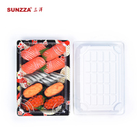 Sunzza-embalaje de comida para tienda japonesa/supermercado, plástico desechable, rectangular, 10 unidades