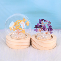 Lámpara LED de árbol de la suerte de cristal natural al por mayor para decoración del hogar con técnica de mosaico y tema de Mascota de impresión láser