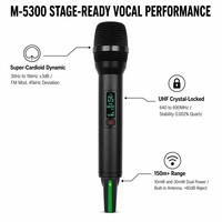 Système de microphone sans fil UHF professionnel 640-690 MHz longue portée 150 m numérique pour scène, karaoké, conférence avec appairage automatique de fréquence