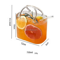 Gobelet en verre borosilicate 750 ml avec logo personnalisé, en forme de sac à main, pour jus, design créatif, transparent, esthétique, pour pique-nique et fête, vente en gros