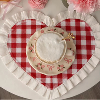 Set de table à volants à carreaux gingham bordeaux beige, style Cottagecore et Ferme, pour décoration de table rustique d'automne, Vente en gros OEM