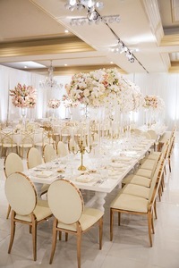 Fábrica Preço Comercial Outdoor Furniture Stainless Steel + Leather Metal Stacking Hotel Wedding Banquet Chair - Product Image 4