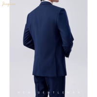 Costume homme bleu marine premium, ensemble 2 pièces, tissu extensible TR, formel, lavable en machine, infroissable, uniforme de bureau