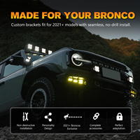 Kit de feux antibrouillard LIGHTFOX pour Ford Bronco 2021+ - Feux LED 15772LM - Faisceau spot et large - Lentille blanche et ambre