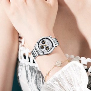 Reloj de Pulsera Cronógrafo de Cuarzo para Mujer, de Alta Calidad y Más Vendido, con 3 Esferas, 6 Agujas, Calendario, Acero Inoxidable, Resistente al Agua - Product Image 6