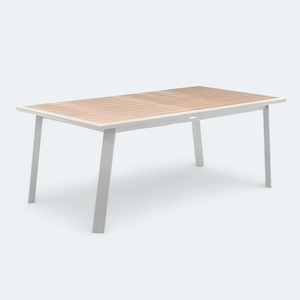 โต๊ะอัลลอยด์ ขนาด 220x76 ซม. สีขาว ลายโลหะและไม้ - Product Image 1