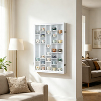 Vitrine murale en bois blanc, verrouillable, avec étagères réglables pour collection de tasses à thé et de mugs à café