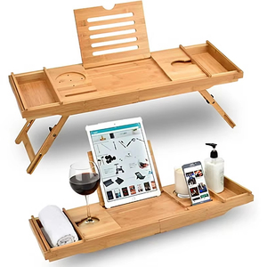 Plateau de <span class=keywords><strong>baignoire</strong></span> <span class=keywords><strong>pliable</strong></span> en bois de bambou avec plateaux de table de bain couleur et taille personnalisables naturel fait à la main - Product Image 2