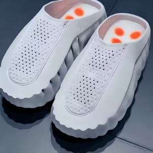 Ttn 2026 Unisex Premium Sport Slides Perforated Breathable Chunky Wave Sole <b>Mule</b> <b>Slippers</b> - Product Image 3