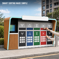 Station de tri des déchets intelligente et moderne avec système de pesage et incitation à points pour les habitants de la communauté.