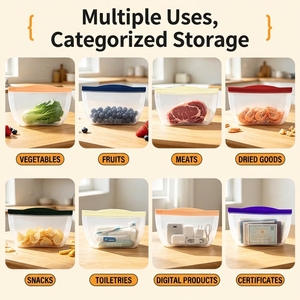 Sacs de conservation alimentaire en silicone anti-fuite 900 ml, réutilisables, compatibles congélateur, sans BPA, sacs en silicone, logo personnalisé accepté - Product Image 4