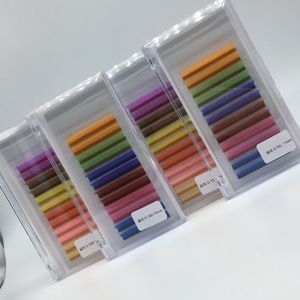 Extensions de cils plates colorées DRAGONLASH Premium 0.15, plateaux de cils classiques colorés, extensions de cils individuels éllipse fendues - Product Image 2