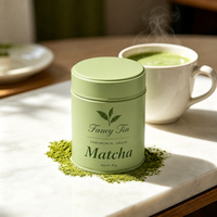 Boîte à matcha sans BPA, en fer blanc, hermétique, ronde, avec logo personnalisé, vide, avec couvercle à double joint