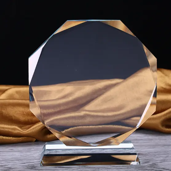 Hot Selling Classical Octagon Blank Glas Plaque Awards K9 Custom Kristallen Trofee