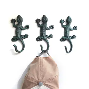 Wall Mounted Garden Decor Hanger Rustic Decorative Cast Iron Gecko Hook