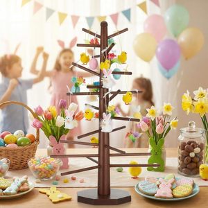 Estante Decorativo de Madera de Varias Capas con Forma de Árbol, Soporte de Exhibición para Pascua, Uso en Interiores, para Escritorio - Product Image 1