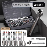 Kit d'outils de réparation à cliquet 40-en-1, ensemble de douilles et embouts portables avec étui de rangement pour l'entretien domestique et la réparation automobile