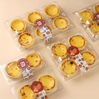 Boîte de rangement jetable PET pour tarte aux œufs en plastique transparent Conteneur alimentaire à emporter 1 2 3 4 5 6 Boîte en plastique à clapet transparente pour dessert de boulangerie