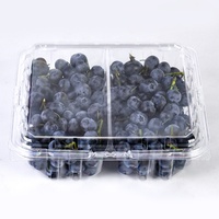Conteneur à fruits en PET/rPET écologique à 2 compartiments, boîte d'emballage transparente en plastique pour tomates, cerises, bleuets