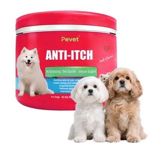 Pevet Anti-Démangeaisons Soft Chews pour Chiens <span class=keywords><strong>Antifongique</strong></span> Antibactérien pour la Perte de Poil, les Rougeurs, les Desquamation, les Croûtes, la Teigne – Fini les Démangeaisons - Product Image 1