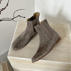 Gon22 stivali Chelsea alla caviglia da donna <span class=keywords><strong>grigio</strong></span> pelle scamosciata alla moda Slip-On in vera pelle autunno inverno - Product Image 5