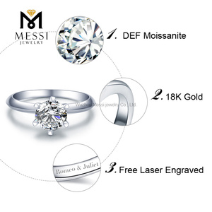 Anillo solitario de compromiso de diamante moissanita de oro blanco de 18k - Product Image 3
