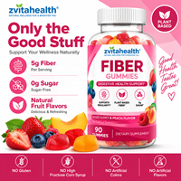 Gummies de fibres à marque privée OEM, 5g par portion, 90 unités, sans sucre, soutien digestif, service d'emballage personnalisé