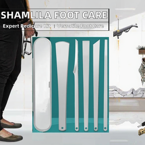 Stainless Steel Pedicure Kit 5 Piece Foot Care Tools With <b>Case</b> Portable For Adult DIY Use - Product Image 2