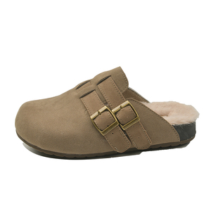 Baotou รองเท้าแตะครึ่งข้อสำหรับผู้หญิง, รองเท้าแตะขนปุยหิมะสองชิ้นรองเท้าแตะพื้นหนา Birkenstocks ใหม่ฤดูใบไม้ร่วงและฤดูหนาว - Product Image 3