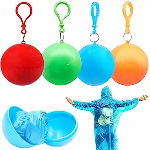 Groothandel Promotionele Waterdichte Bedrukte Wegwerp Regenjas Golfbal Regen Poncho Draagbare Reis Plastic Wegwerp Regenkleding