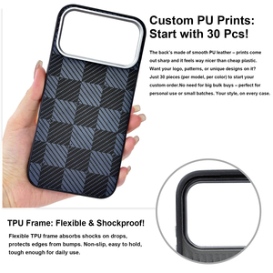 Cho <span class=keywords><strong>Iphone</strong></span> 17 Pro Max Da Khâu Điện Thoại Trường Hợp Tùy Chỉnh Da Trường Hợp Cao cấp Sang Trọng Sợi Mô Hình Sọc ca rô Thiết Kế Trường Hợp - Product Image 4