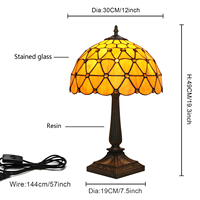 Lampe de table moderne en vitrail, lampe de chevet antique, lampe de lecture pour bureau, lampe de chevet pour salon, lampe de bureau pour la maison, 12 pouces