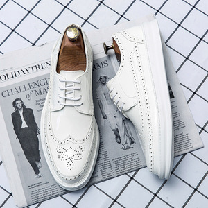 Oxford Shoes Fashion <strong>Brogue</strong> Men Leather Formal Dress Shoes Man Comfortable Office Party Footwear <strong>White</strong> <strong>Black</strong> - Product Image 6