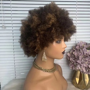 Perruques brésiliennes courtes afro crépues bouclées à la machine pour femmes noires, vente en gros, bon marché - Product Image 3