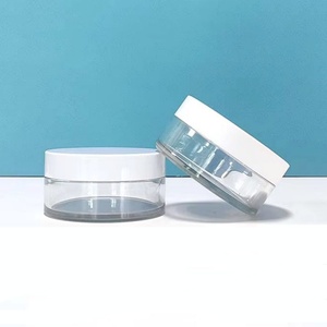 Stock Empty 5ml-100ml Clear PET <b>Plastic</b> Cream <b>Jars</b> White/Black Screw Cap for Lip Balm Cosmetic Containers (Custom Logo - Product Image 2