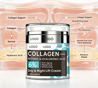 Crème Visage Jour et Nuit LOGO au Collagène et Rétinol, Crème Liftante Anti-Âge 6% Acide Hyaluronique, Hydratante et Réparatrice pour les Rides Fines