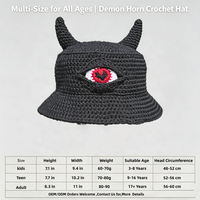 Gorro de Punto con Diseño en Relieve, Estilo Vintage, 100% Algodón, Multitalla, Unisex, Talla Grande, para Halloween y Cosplay, Fabricación OEM/ODM