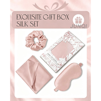 Set Regalo Lusso Personalizzato con Logo: Maschera da Notte in Raso di Seta, Maschera Occhi, Federa per Cuscino e Elastico per Capelli Anti-Crespo per un Sonno Riposante