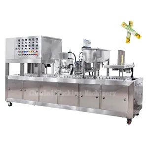 Máquina multifuncional de embalagem de tubos Calippo para café líquido, leite, papel, copos, máquina de enchimento e selagem