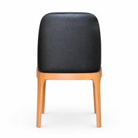 Chaise de salle à manger moderne en bois de hêtre avec dossier et assise rembourrés noirs pour café commercial, bistrot, hôtel, restaurant
