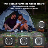 Ventilador Portátil Recargable con Energía Solar de 20000mAh para Acampar al Aire Libre con Luces